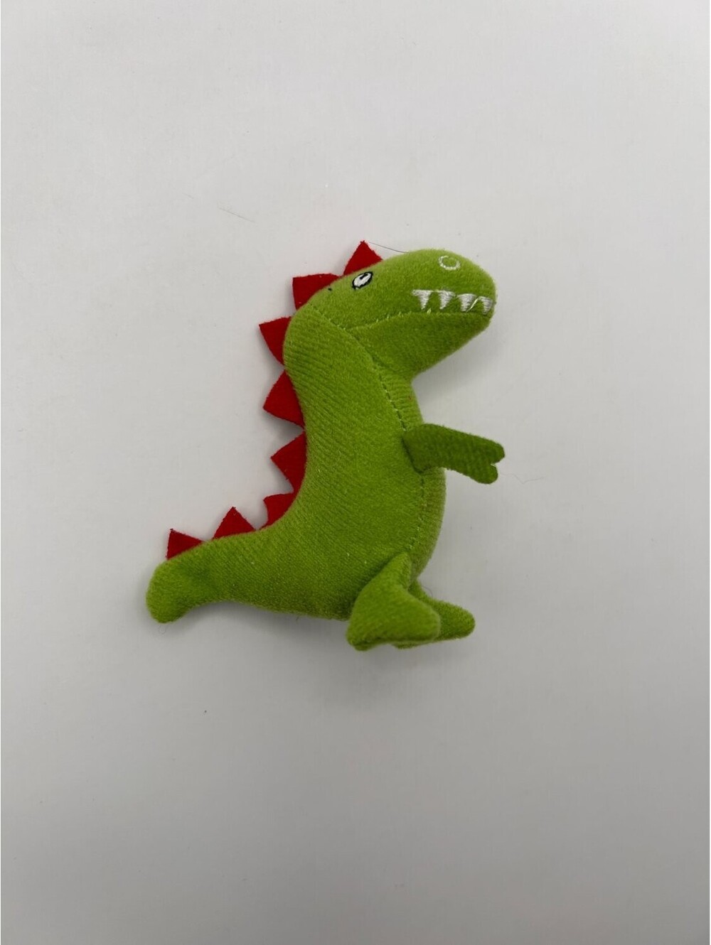 Dinosaur Plush Toy Small Green Fabric Compact Handheld size Embroidered Details